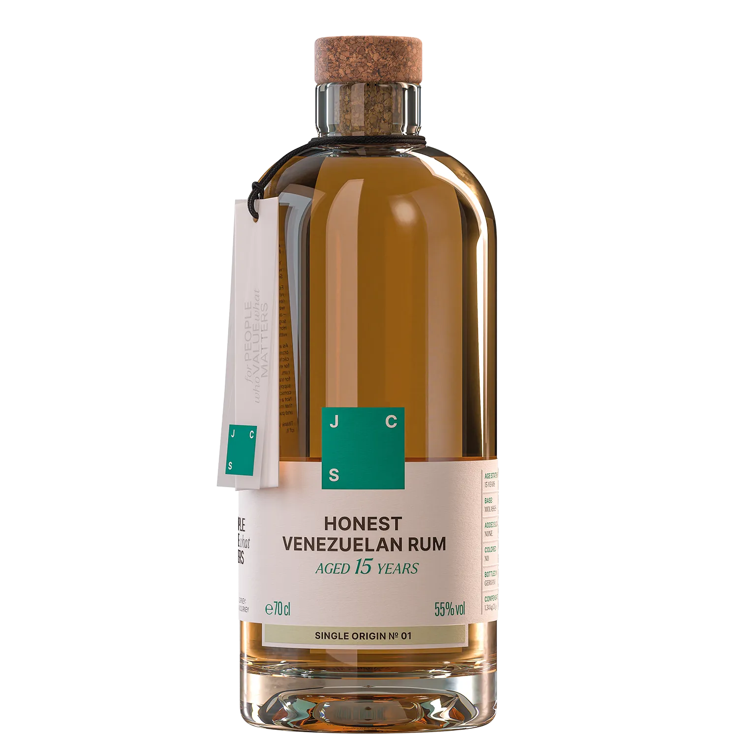 Freigestellte Jack Crap Spirits Honest Venezuelan Rum Flasche vor transparentem Hintergrund